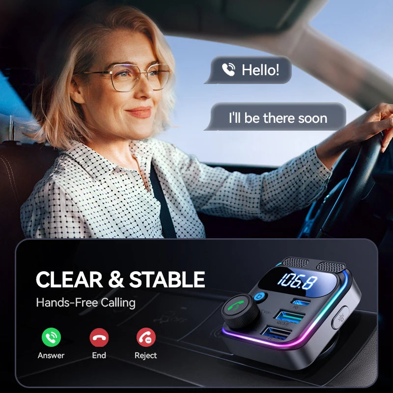 Bluetooth 5.3 Car FM Transmitter & Charger