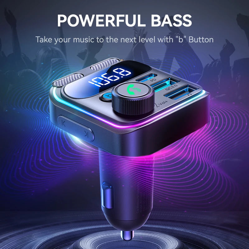 Bluetooth 5.3 Car FM Transmitter & Charger